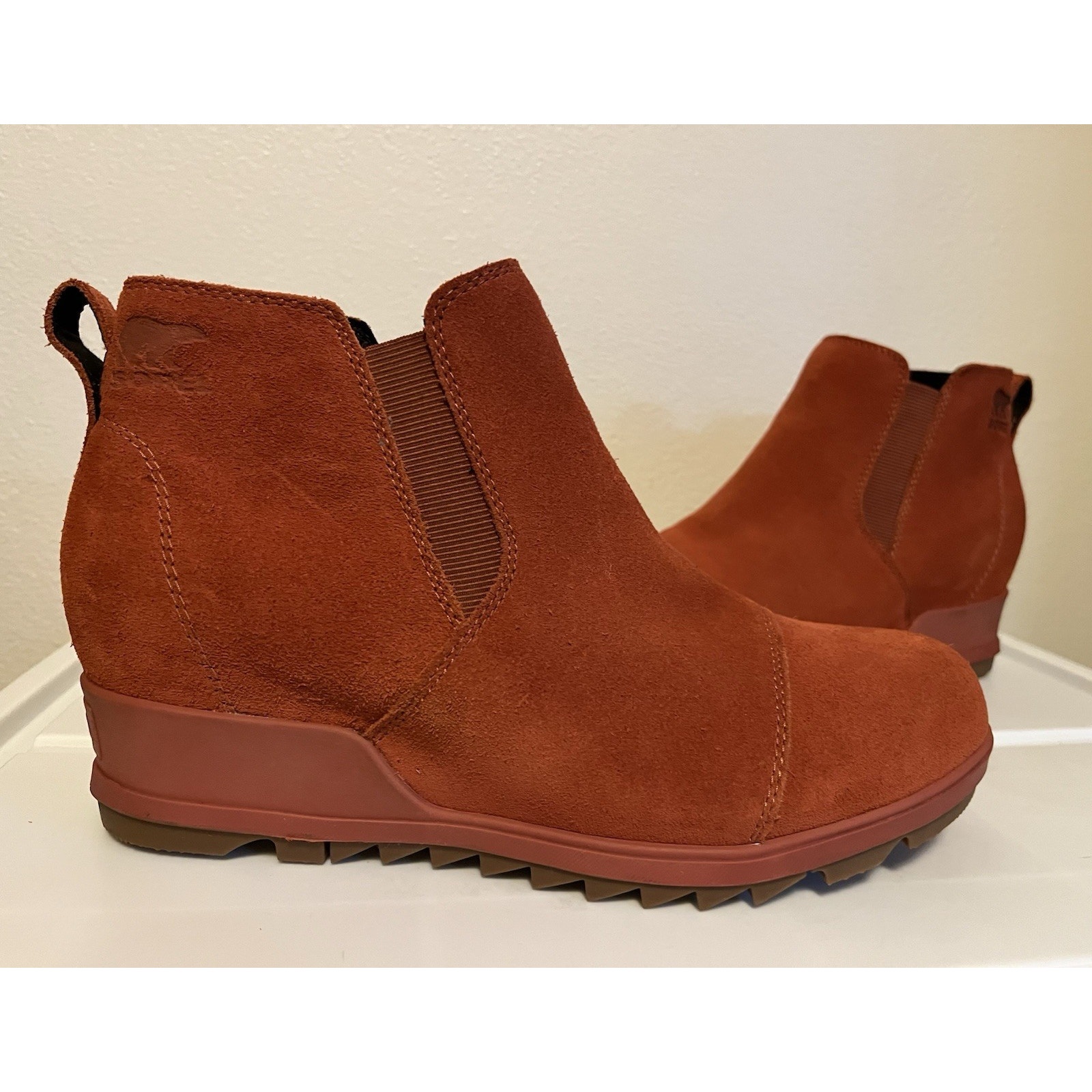 Sorel Evie Pull On Wedge Bootie Warp Red Womens Sz 11 Waterproof Boot Nl4910-849